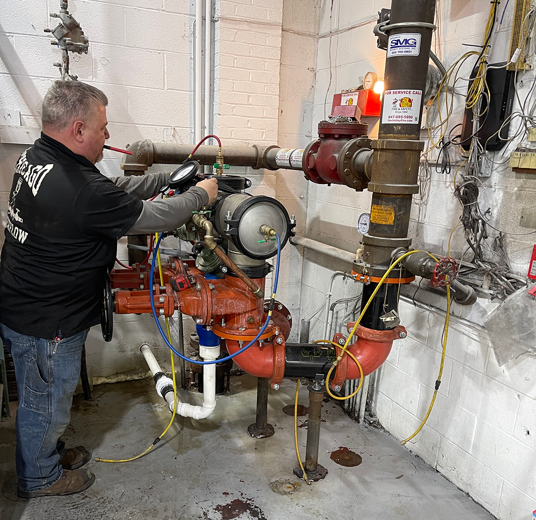 A CBI tech Servicing a Backflow device in an Illinois park district