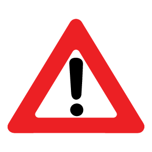 a red triangle with an exclamation mark inside representing emergency